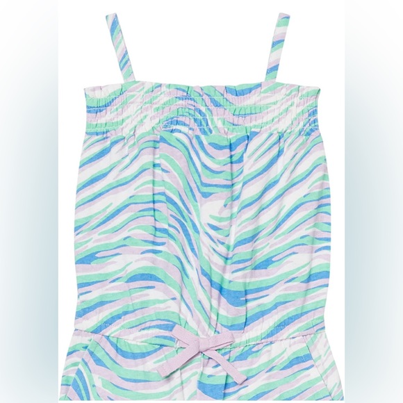 Amazon Essentials Girls Tropical Waves Sleeveless Jumpsuits Rompers, 2 Pack NEW - Picture 3 of 7